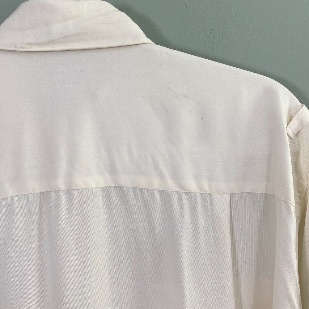 Vintage Banana Republic Button Up Shirt Top Womens Large Ivory Safari Military - Picture 3 of 9